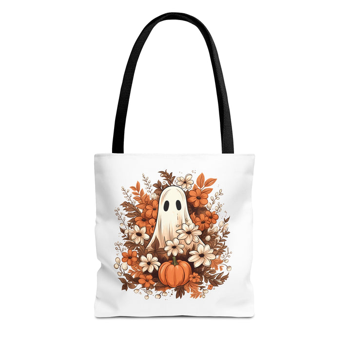 Floral Ghosts Halloween Tote Bag, Halloween Party Pumpkin Ghost Flowers Lover Tote Bag Gift For Men Women