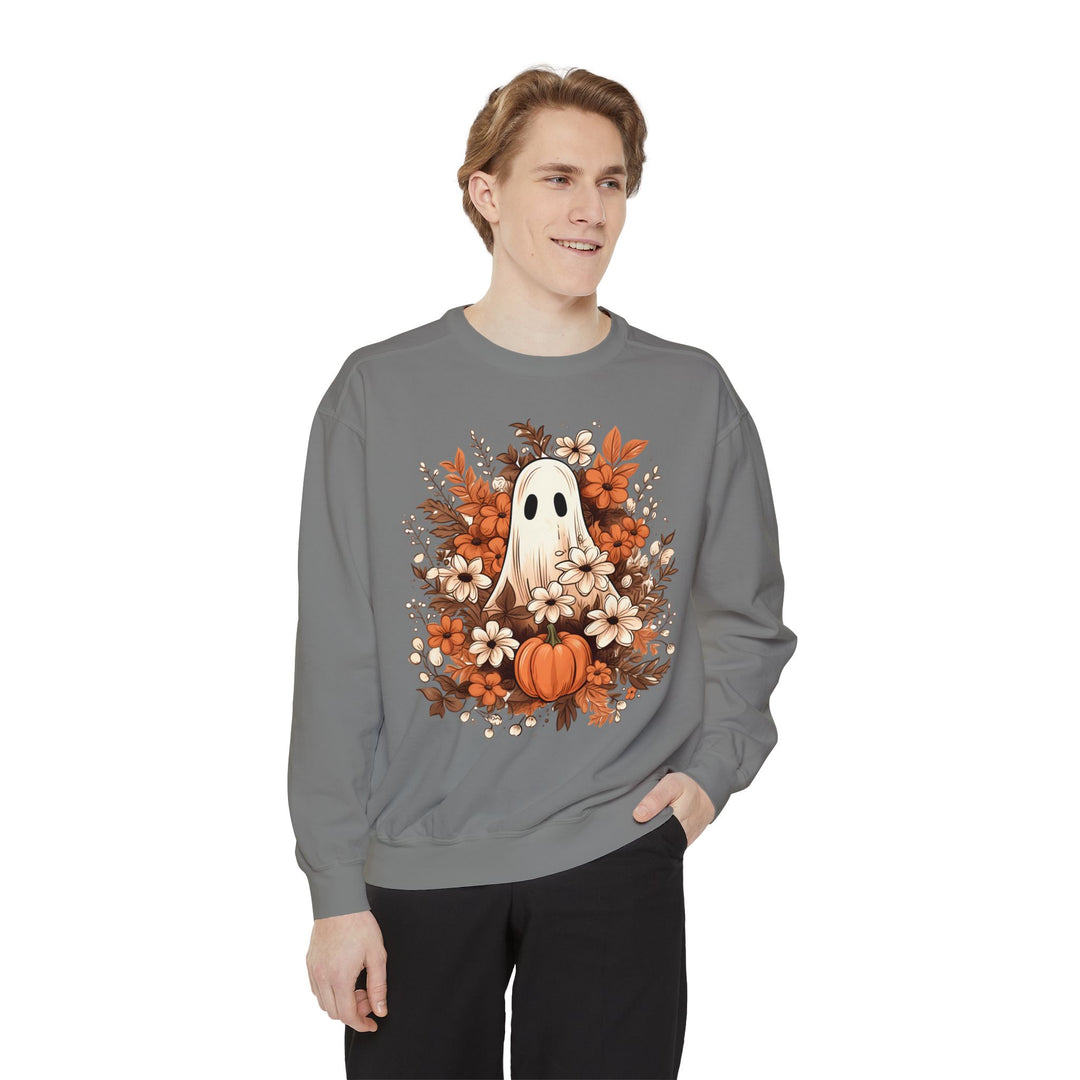 Floral Ghosts Halloween Sweatshirt Crewneck, Halloween Party Pumpkin Ghost Flowers Lover Sweatshirt Gift For Men Women