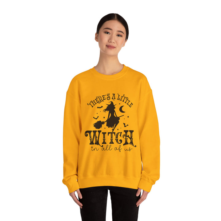 There's A Little Witch In All Of Us Halloween Sweatshirt Crewneck, Halloween Party Pumpkin Witch Lover Sweatshirt Gift For Girls Women