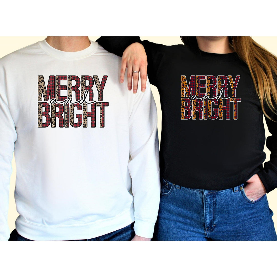 Merry And Bright Christmas Sweatshirt, Family Christmas Party Santa Lover Holiday Sweatshirt Gift For Men Women