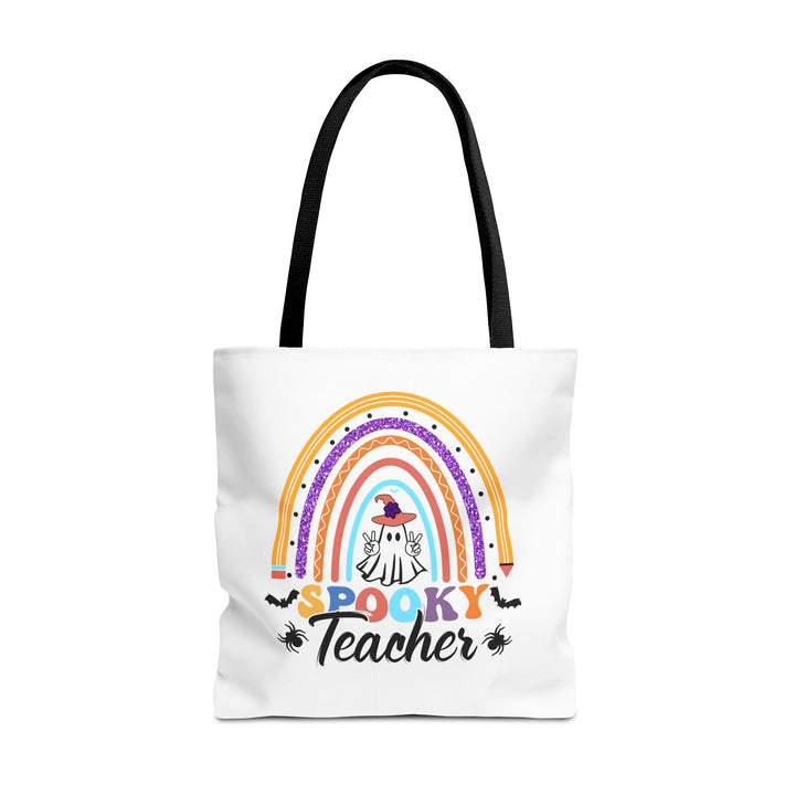 Spooky Teacher Rainbow Halloween Teacher Tote Bag, Halloween Party Pumpkin Ghost Witch Teaching Lover Tote Bag Gift For Men Women