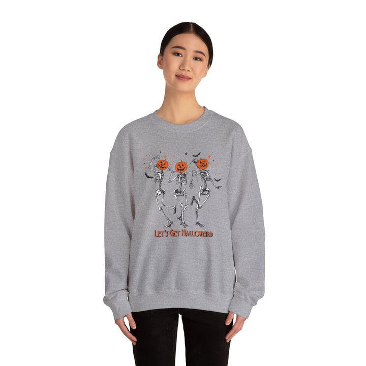 Let's Get Halloweird Dancing Skeleton Halloween Sweatshirt Crewneck, Halloween Party Pumpkin Skeleton Dance Sweatshirt Gift For Men Women