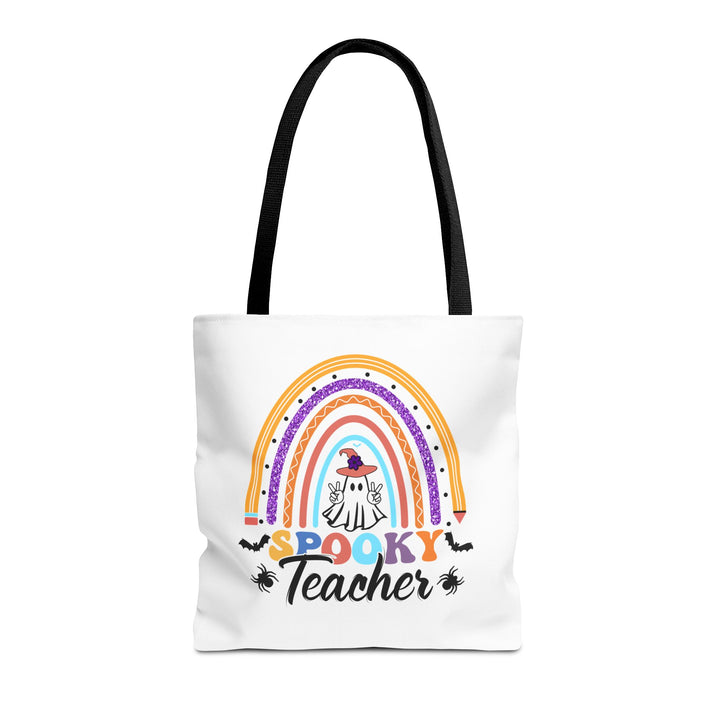 Spooky Teacher Rainbow Halloween Teacher Tote Bag, Halloween Party Pumpkin Ghost Witch Teaching Lover Tote Bag Gift For Men Women