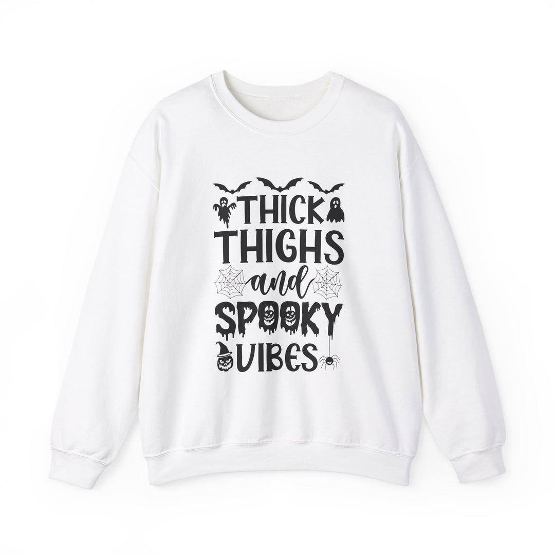 Thick Thighs And Spooky Vibes Halloween Sweatshirt Crewneck, Halloween Party Pumpkin Witch Lover Sweatshirt Gift For Girls Women