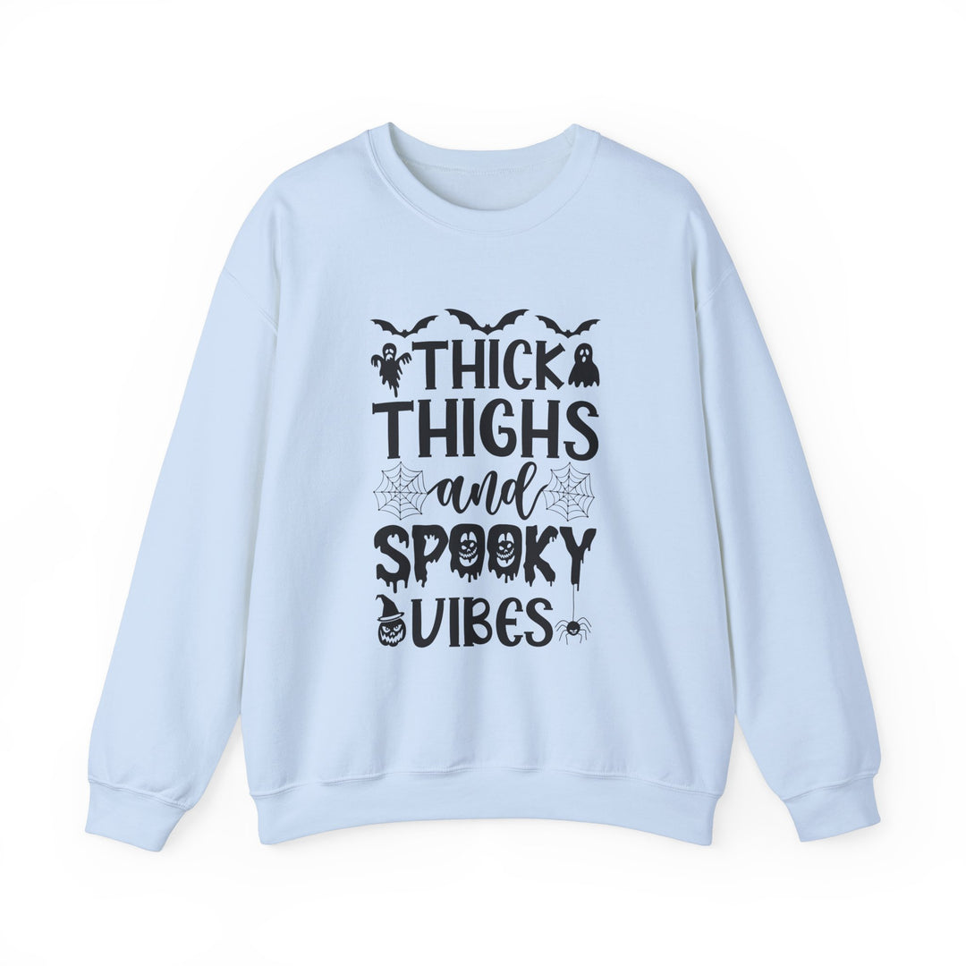 Thick Thighs And Spooky Vibes Halloween Sweatshirt Crewneck, Halloween Party Pumpkin Witch Lover Sweatshirt Gift For Girls Women