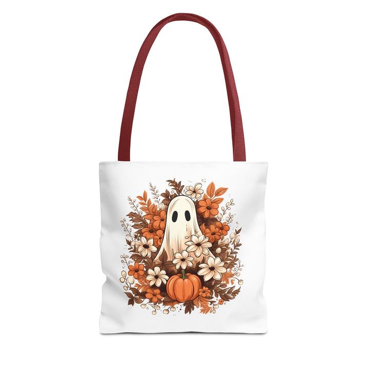 Floral Ghosts Halloween Tote Bag, Halloween Party Pumpkin Ghost Flowers Lover Tote Bag Gift For Men Women