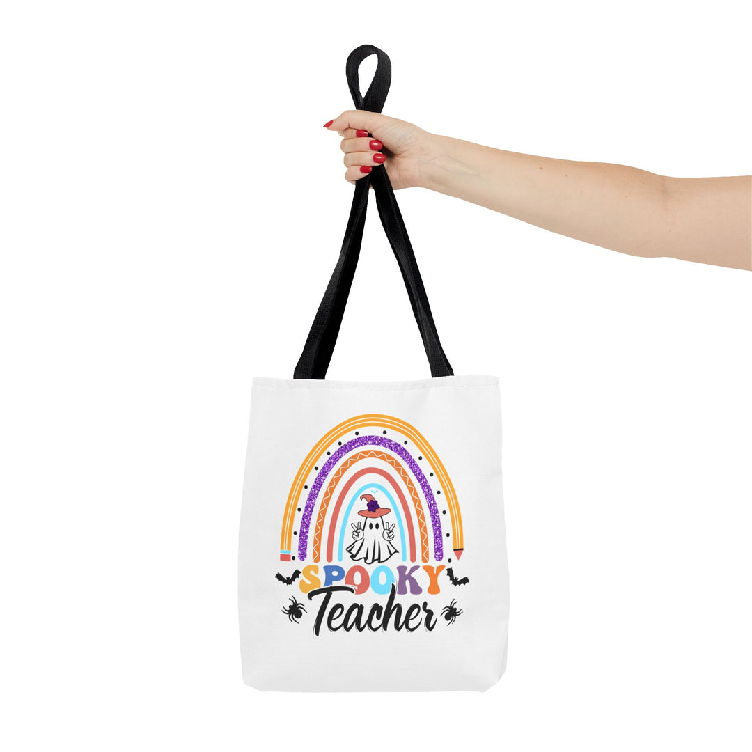 Spooky Teacher Rainbow Halloween Teacher Tote Bag, Halloween Party Pumpkin Ghost Witch Teaching Lover Tote Bag Gift For Men Women