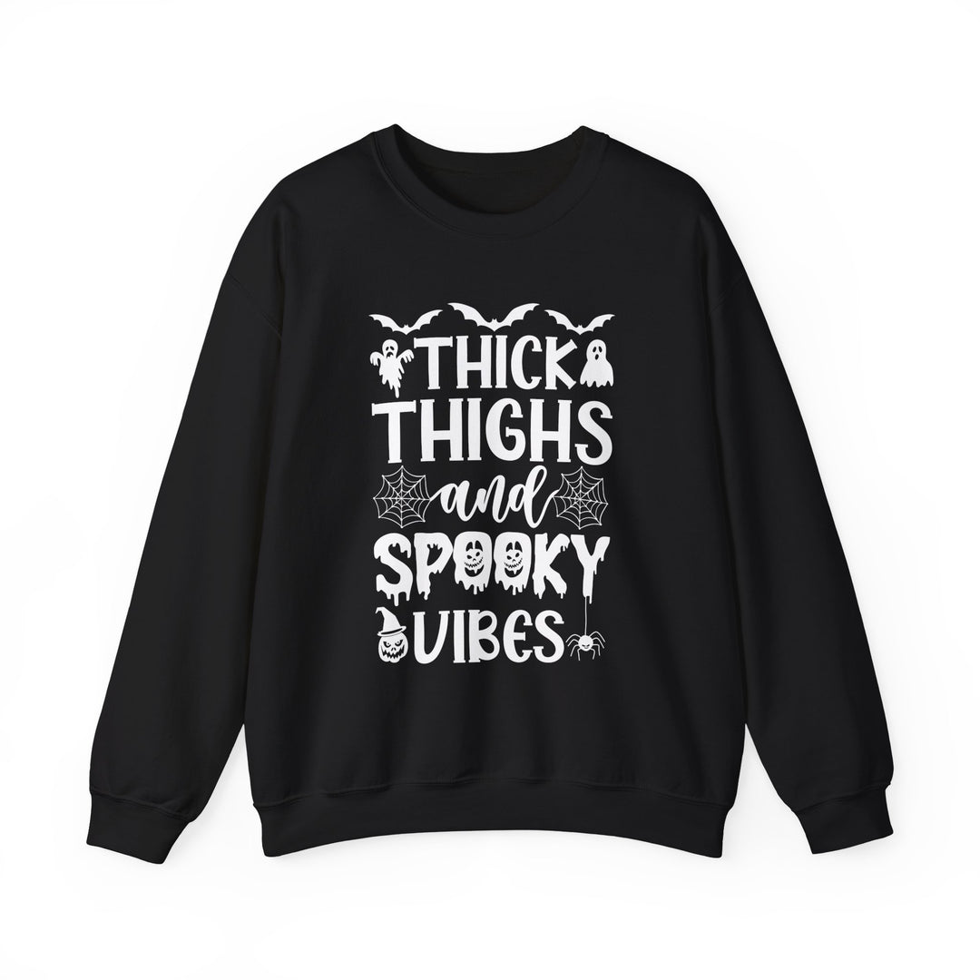 Thick Thighs And Spooky Vibes Halloween Sweatshirt Crewneck, Halloween Party Pumpkin Witch Lover Sweatshirt Gift For Girls Women