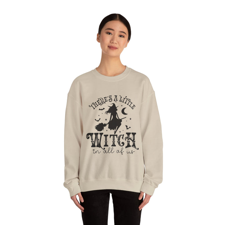 There's A Little Witch In All Of Us Halloween Sweatshirt Crewneck, Halloween Party Pumpkin Witch Lover Sweatshirt Gift For Girls Women