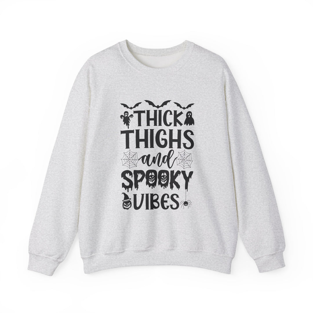 Thick Thighs And Spooky Vibes Halloween Sweatshirt Crewneck, Halloween Party Pumpkin Witch Lover Sweatshirt Gift For Girls Women