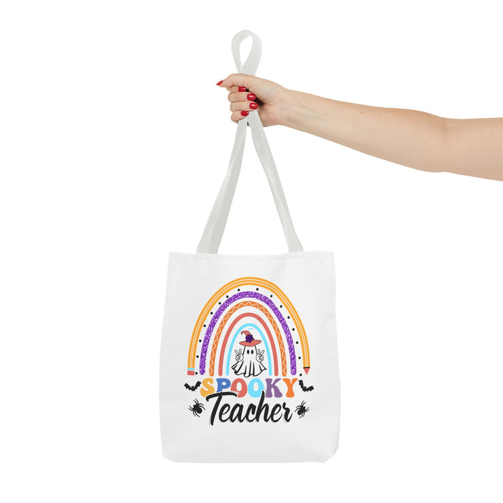 Spooky Teacher Rainbow Halloween Teacher Tote Bag, Halloween Party Pumpkin Ghost Witch Teaching Lover Tote Bag Gift For Men Women