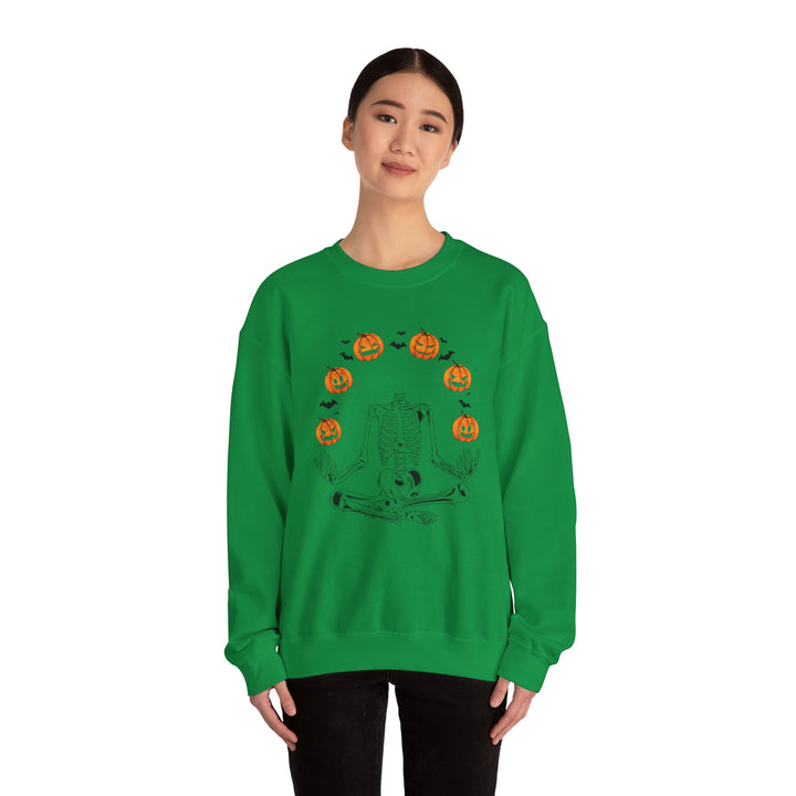 Pumpkin Skeleton Halloween Sweatshirt Crewneck, Halloween Party Pumpkin Skeleton Lover Sweatshirt Gift For Men Women