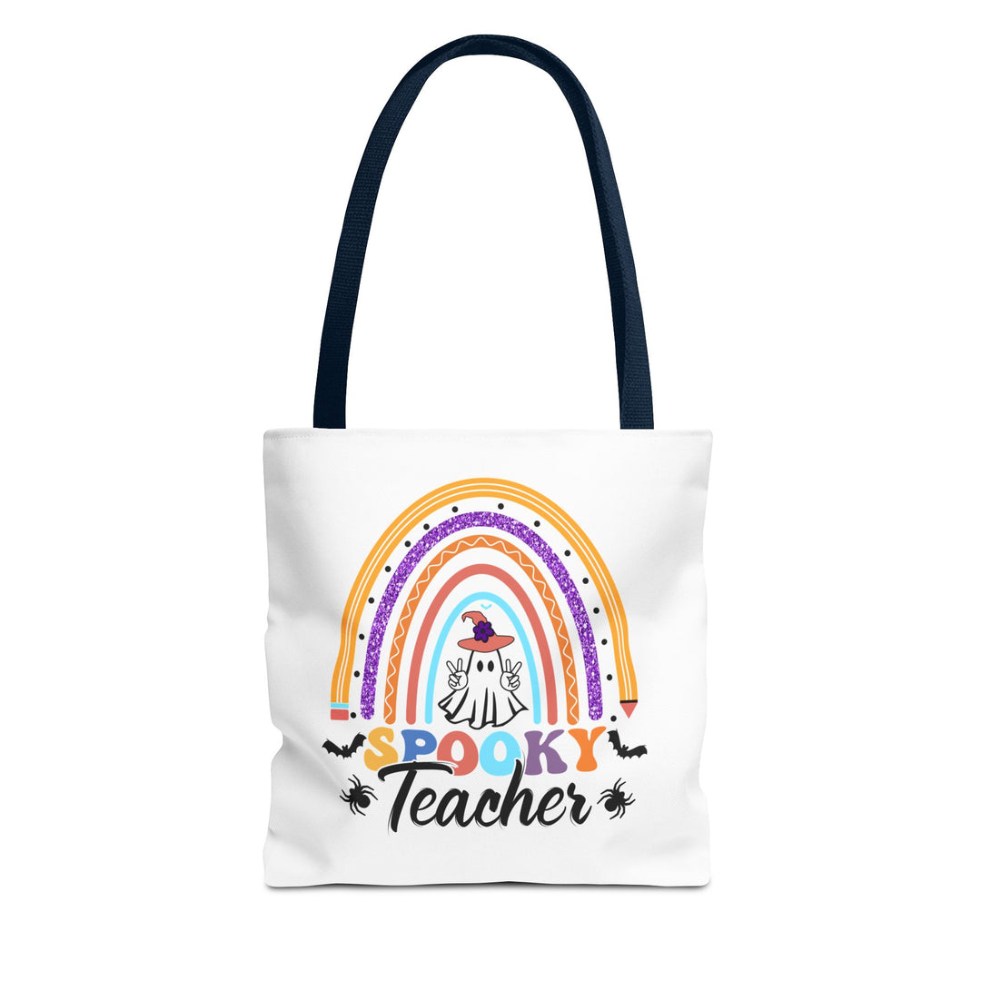 Spooky Teacher Rainbow Halloween Teacher Tote Bag, Halloween Party Pumpkin Ghost Witch Teaching Lover Tote Bag Gift For Men Women