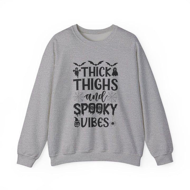 Thick Thighs And Spooky Vibes Halloween Sweatshirt Crewneck, Halloween Party Pumpkin Witch Lover Sweatshirt Gift For Girls Women