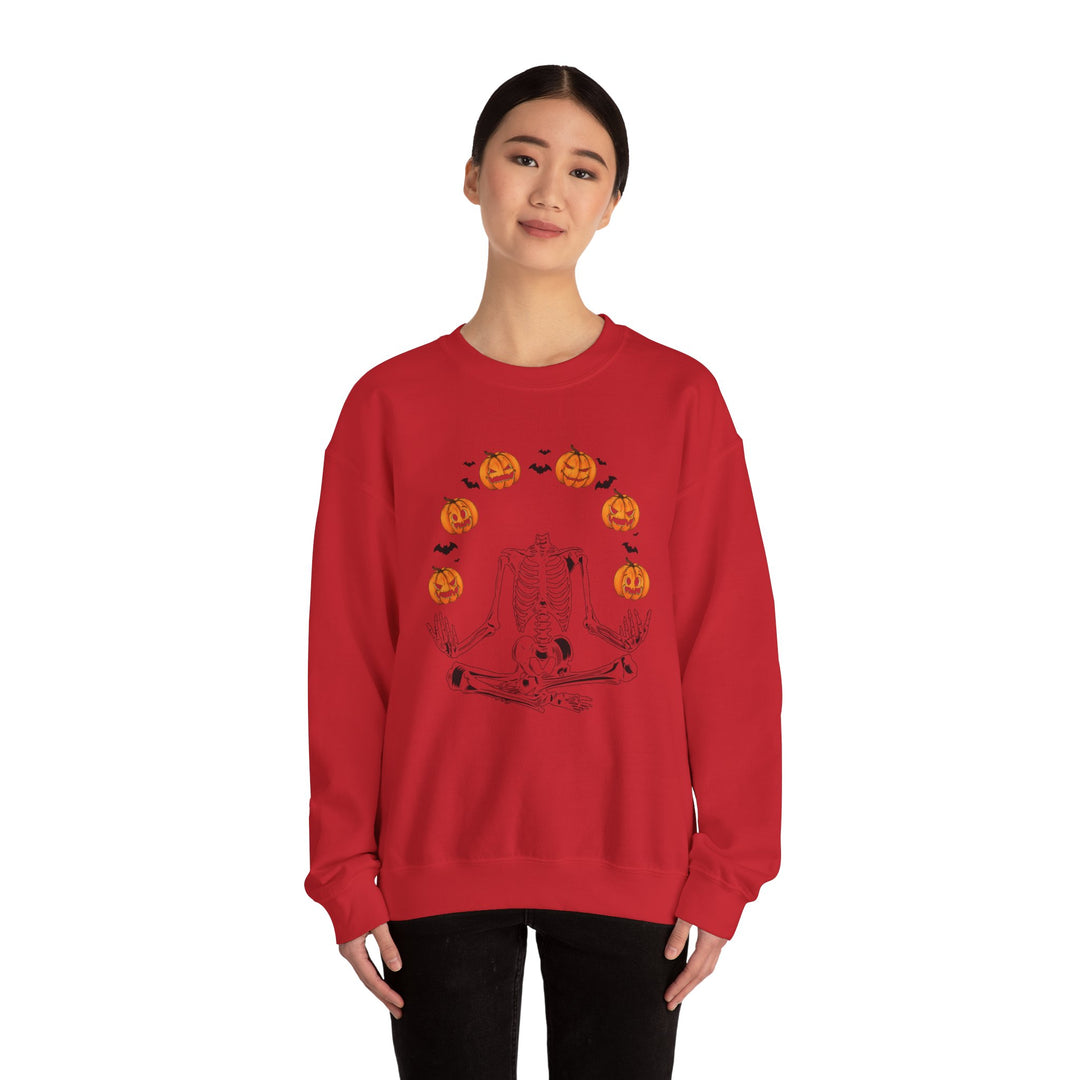 Pumpkin Skeleton Halloween Sweatshirt Crewneck, Halloween Party Pumpkin Skeleton Lover Sweatshirt Gift For Men Women