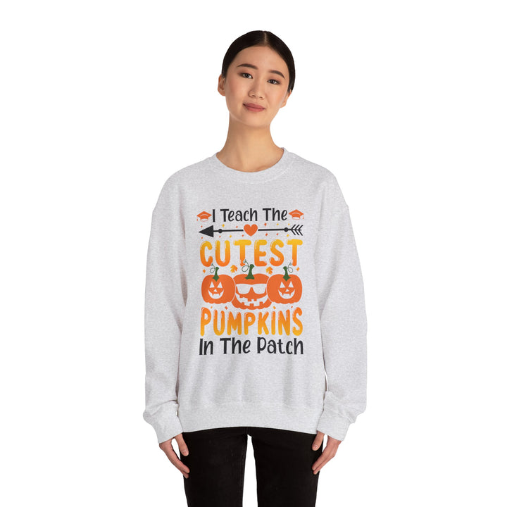 I Teach The Cutest Pumpkins In The Patch Halloween Teacher Sweatshirt Crewneck, Halloween Party Skeleton Ghost Lover Sweatshirt Men Women