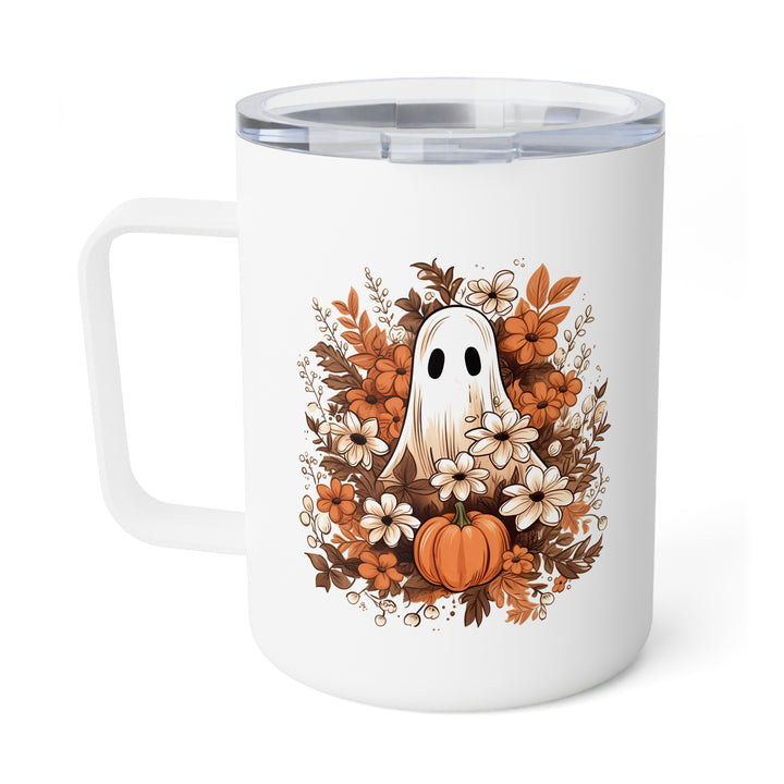 Floral Ghosts Halloween Mug, Halloween Party Pumpkin Ghost Flowers Lover Mugs Gift For Men Women