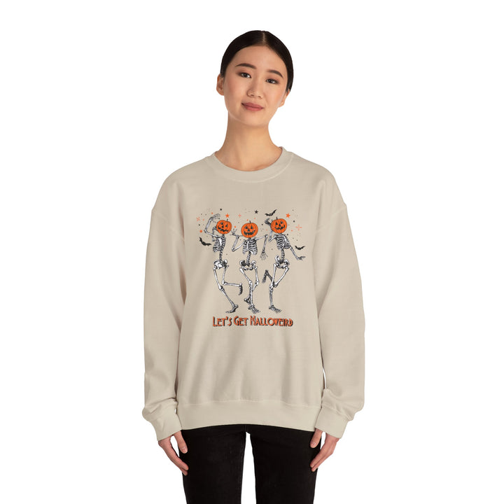 Let's Get Halloweird Dancing Skeleton Halloween Sweatshirt Crewneck, Halloween Party Pumpkin Skeleton Dance Sweatshirt Gift For Men Women