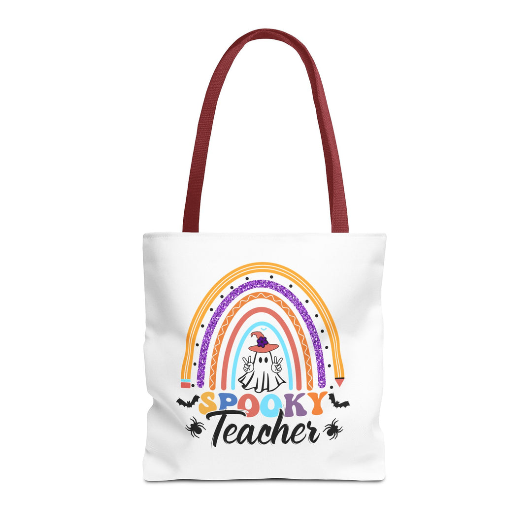 Spooky Teacher Rainbow Halloween Teacher Tote Bag, Halloween Party Pumpkin Ghost Witch Teaching Lover Tote Bag Gift For Men Women