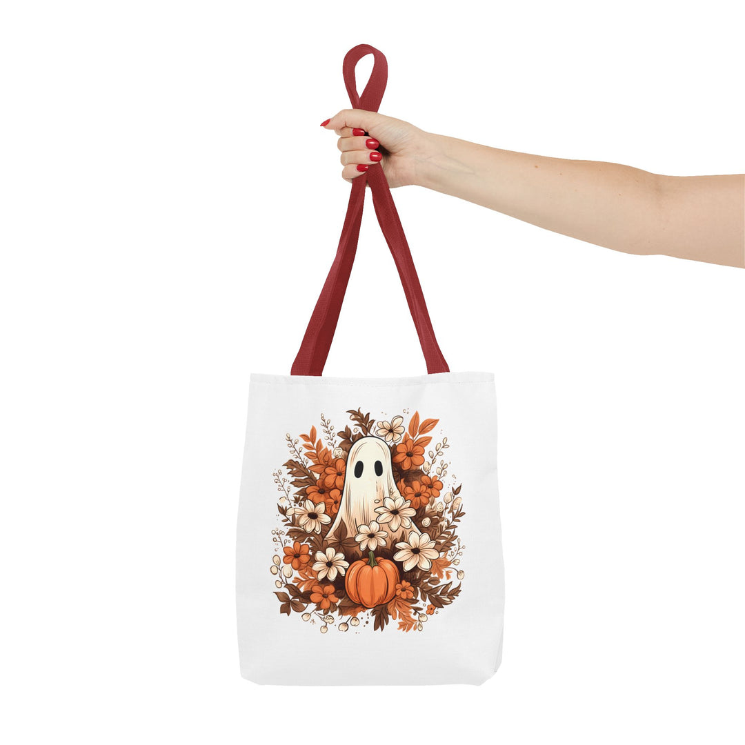 Floral Ghosts Halloween Tote Bag, Halloween Party Pumpkin Ghost Flowers Lover Tote Bag Gift For Men Women