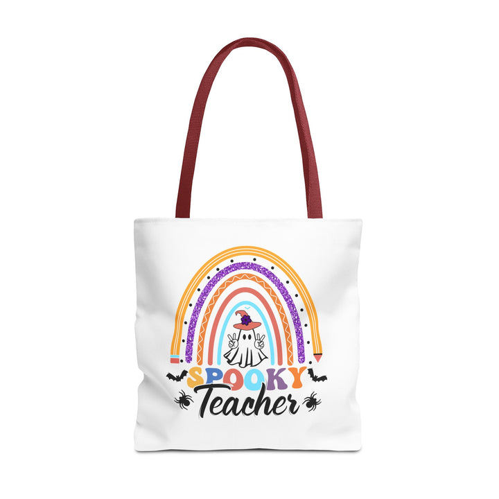 Spooky Teacher Rainbow Halloween Teacher Tote Bag, Halloween Party Pumpkin Ghost Witch Teaching Lover Tote Bag Gift For Men Women