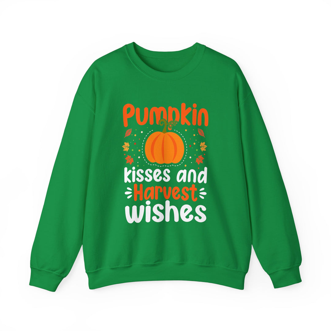 Pumpkin Kisses And Harvest Wishes Halloween Sweatshirt Crewneck, Halloween Party Pumpkin Ghost Lover Sweatshirt Gift For Men Women