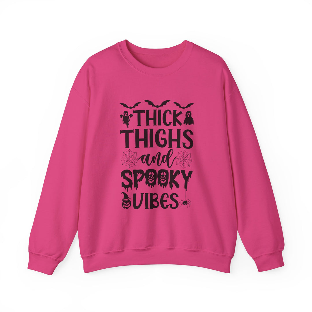 Thick Thighs And Spooky Vibes Halloween Sweatshirt Crewneck, Halloween Party Pumpkin Witch Lover Sweatshirt Gift For Girls Women