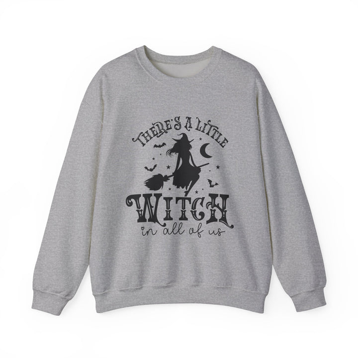 There's A Little Witch In All Of Us Halloween Sweatshirt Crewneck, Halloween Party Pumpkin Witch Lover Sweatshirt Gift For Girls Women