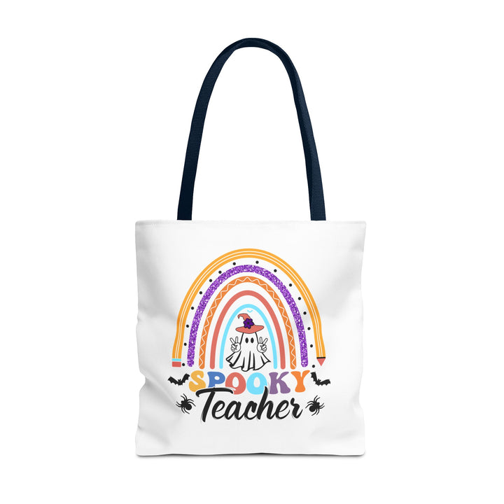 Spooky Teacher Rainbow Halloween Teacher Tote Bag, Halloween Party Pumpkin Ghost Witch Teaching Lover Tote Bag Gift For Men Women