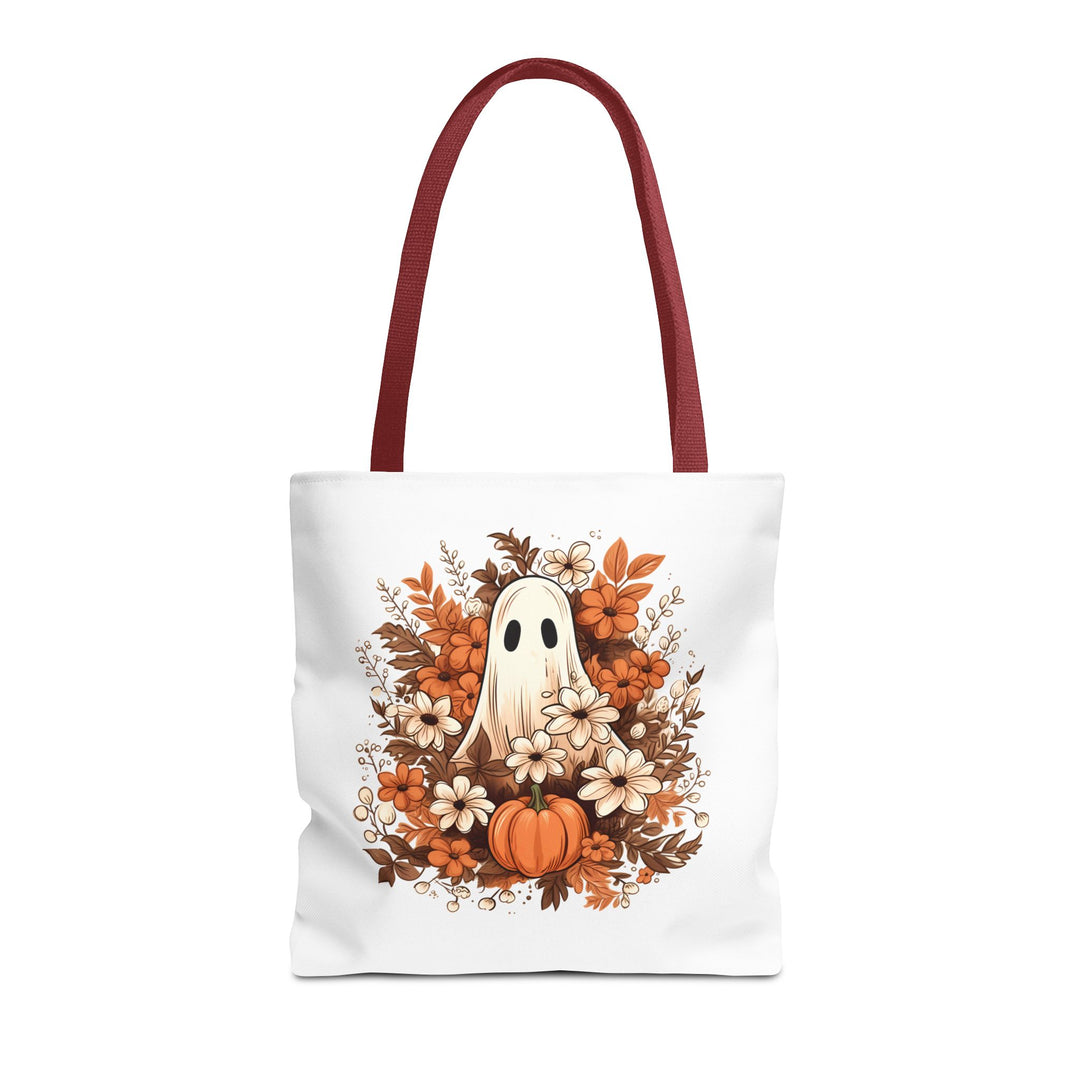 Floral Ghosts Halloween Tote Bag, Halloween Party Pumpkin Ghost Flowers Lover Tote Bag Gift For Men Women