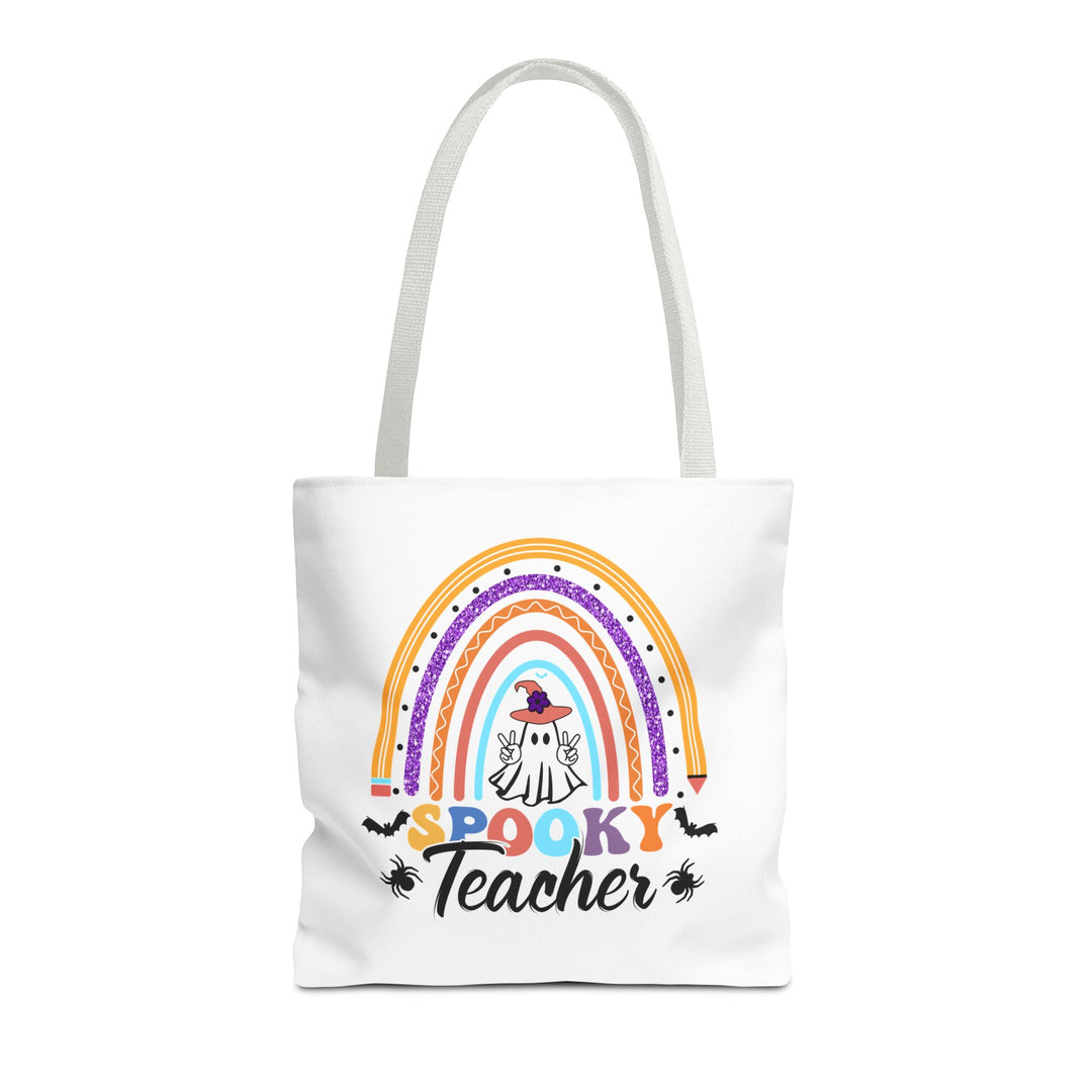 Spooky Teacher Rainbow Halloween Teacher Tote Bag, Halloween Party Pumpkin Ghost Witch Teaching Lover Tote Bag Gift For Men Women