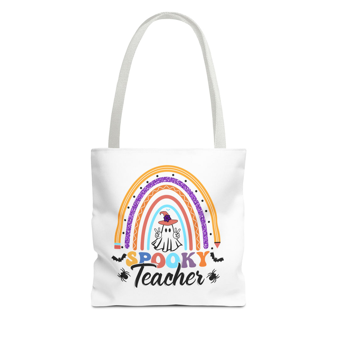 Spooky Teacher Rainbow Halloween Teacher Tote Bag, Halloween Party Pumpkin Ghost Witch Teaching Lover Tote Bag Gift For Men Women