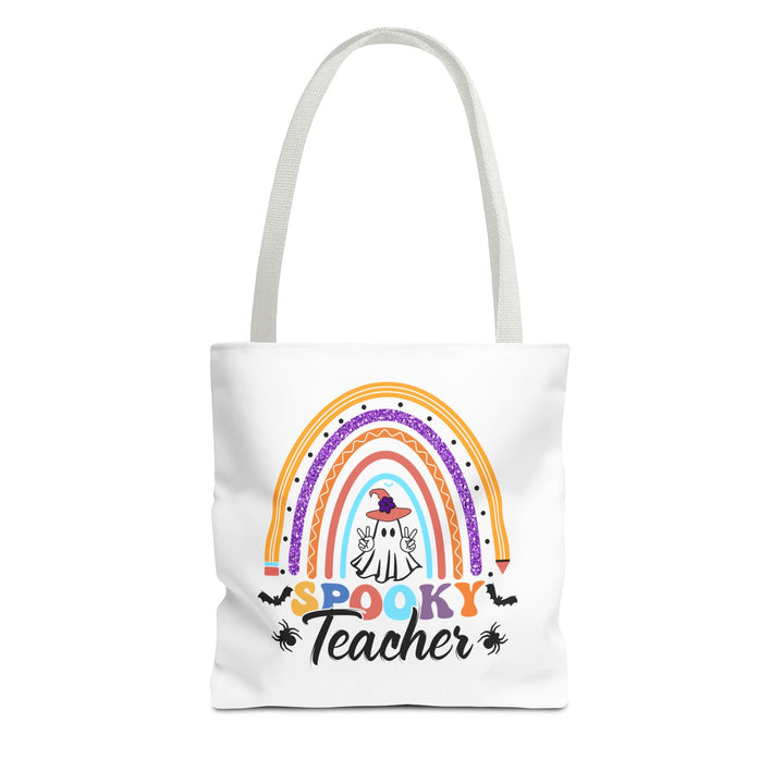 Spooky Teacher Rainbow Halloween Teacher Tote Bag, Halloween Party Pumpkin Ghost Witch Teaching Lover Tote Bag Gift For Men Women