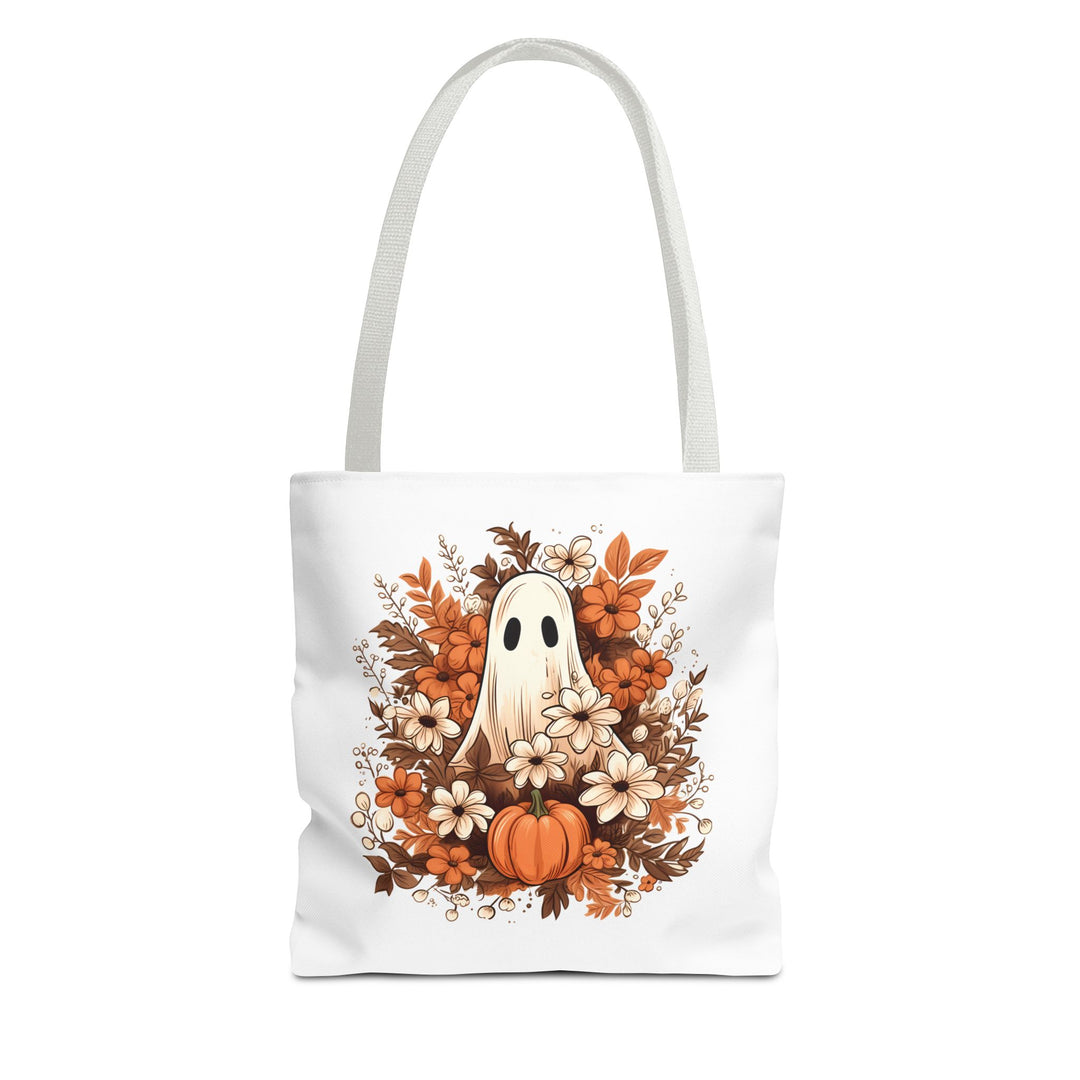 Floral Ghosts Halloween Tote Bag, Halloween Party Pumpkin Ghost Flowers Lover Tote Bag Gift For Men Women