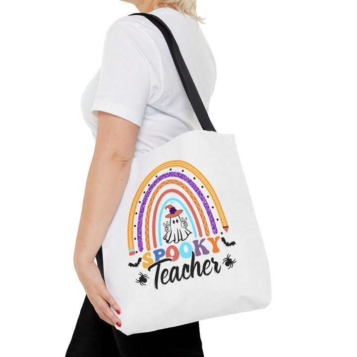 Spooky Teacher Rainbow Halloween Teacher Tote Bag, Halloween Party Pumpkin Ghost Witch Teaching Lover Tote Bag Gift For Men Women