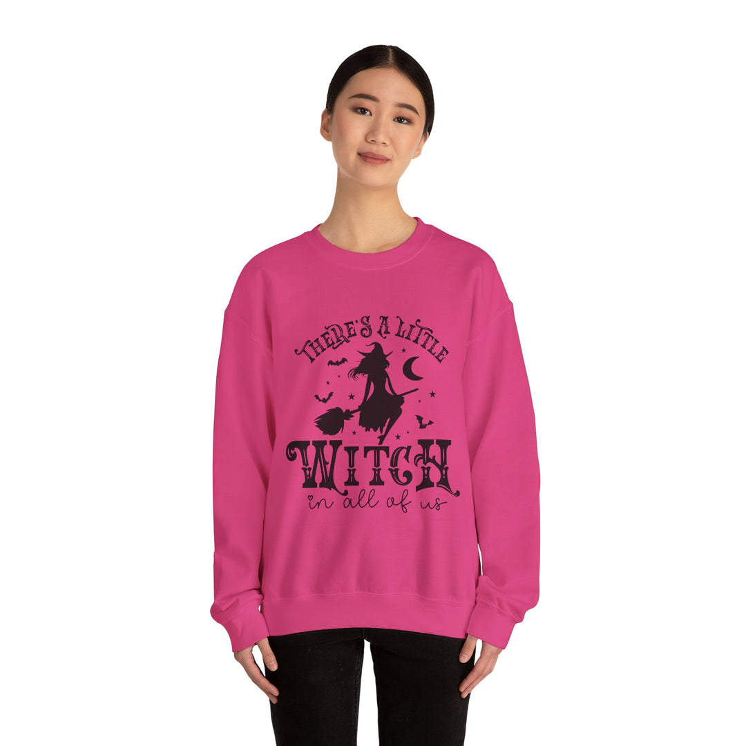 There's A Little Witch In All Of Us Halloween Sweatshirt Crewneck, Halloween Party Pumpkin Witch Lover Sweatshirt Gift For Girls Women