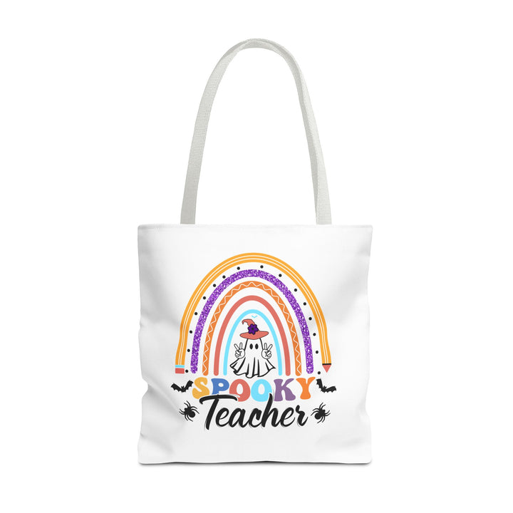 Spooky Teacher Rainbow Halloween Teacher Tote Bag, Halloween Party Pumpkin Ghost Witch Teaching Lover Tote Bag Gift For Men Women