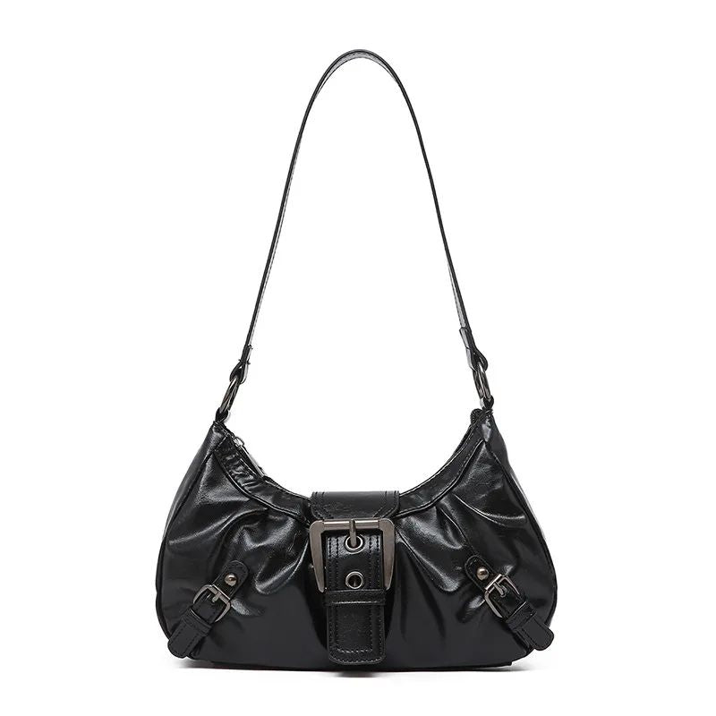 Y2K Retro Pleated Hobo Shoulder Bag for Women | Maillard Underarm Clutch Handbag