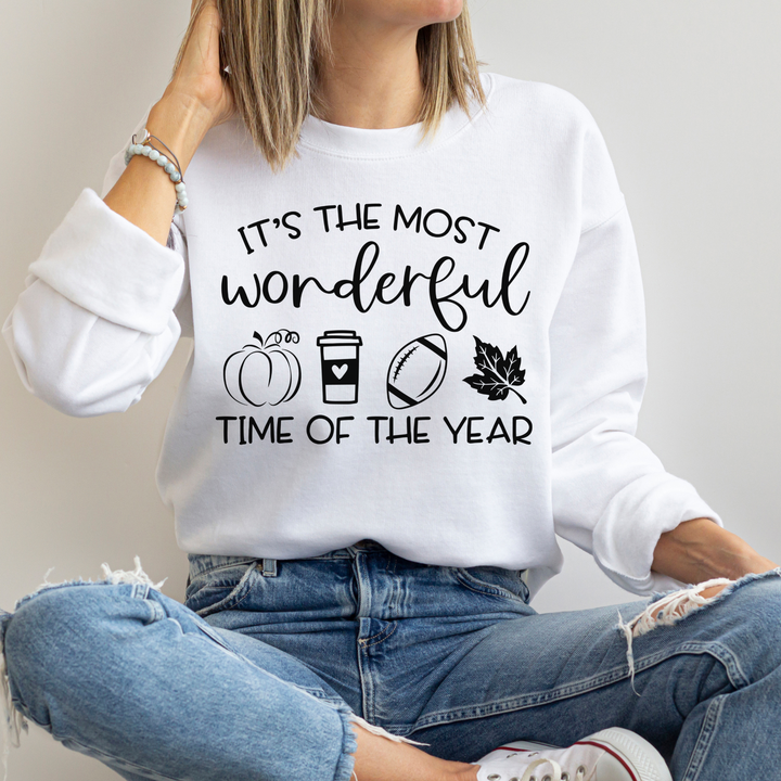 Most Wonderful Time Of The Year Fall Thanksgiving Sweatshirt, Happy Thanksgiving Day Turkey Fall Autumn Lover Sweatshirt Gift For Men Women