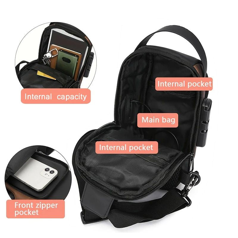 Stylish Men's Sling Bag – Durable Oxford Fabric Crossbody Chest Pack with Phone Pocket
