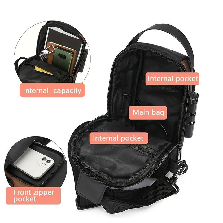 Stylish Men's Sling Bag – Durable Oxford Fabric Crossbody Chest Pack with Phone Pocket
