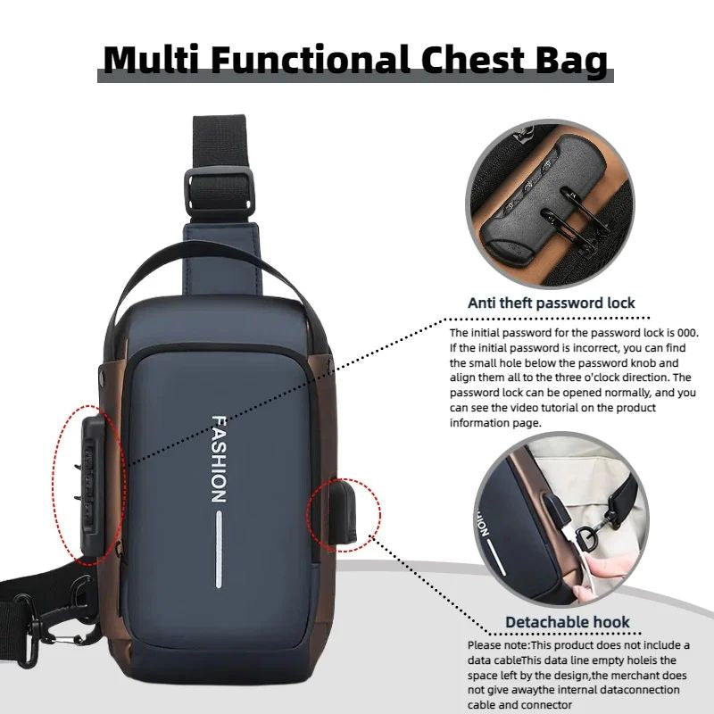 Stylish Men's Sling Bag – Durable Oxford Fabric Crossbody Chest Pack with Phone Pocket