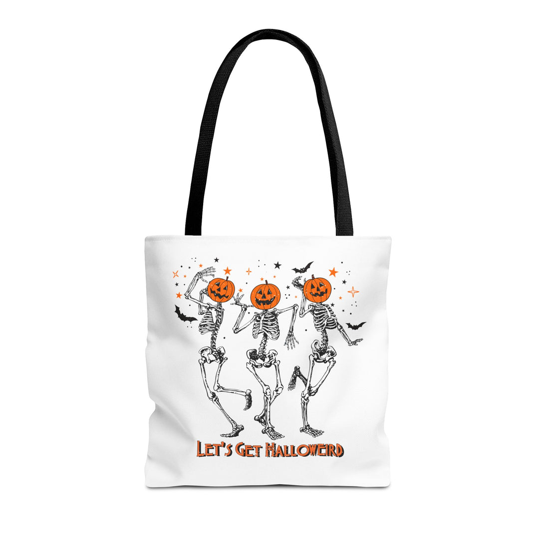 Let's Get Halloweird Dancing Skeleton Halloween Tote Bag, Halloween Party Pumpkin Skeleton Dance Tote Bag Gift For Men Women