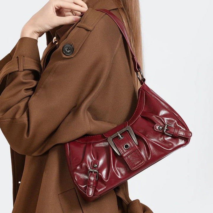 Y2K Retro Pleated Hobo Shoulder Bag for Women | Maillard Underarm Clutch Handbag