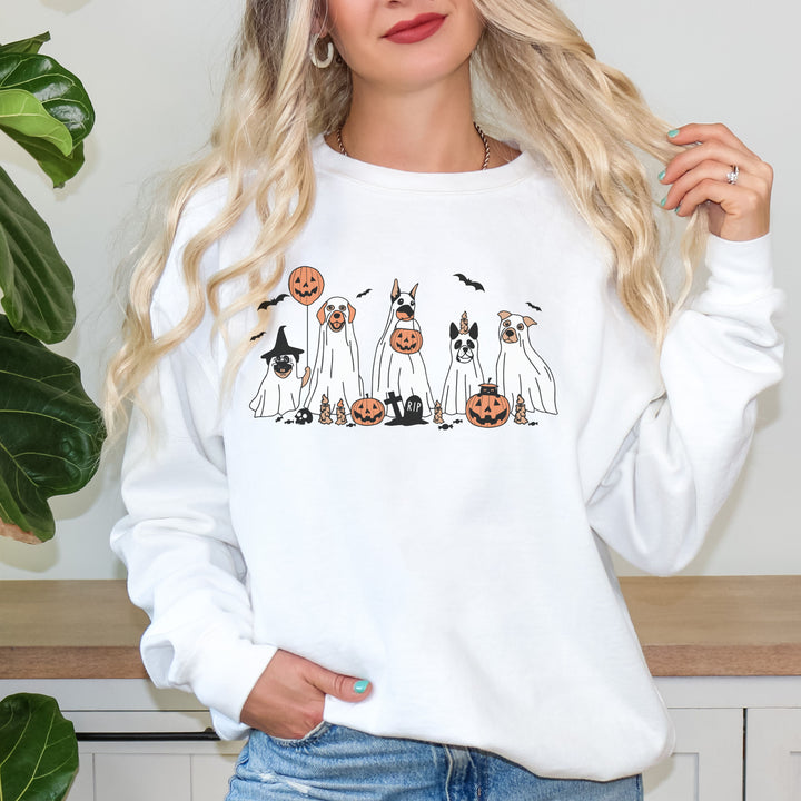 Dogs Halloween Sweatshirt For Dog Lover Owner, Halloween Party Pumpkin Dog Lovers Sweatshirt Gift For Dog Owners Men Women