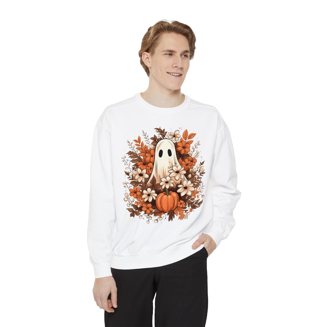 Floral Ghosts Halloween Sweatshirt Crewneck, Halloween Party Pumpkin Ghost Flowers Lover Sweatshirt Gift For Men Women