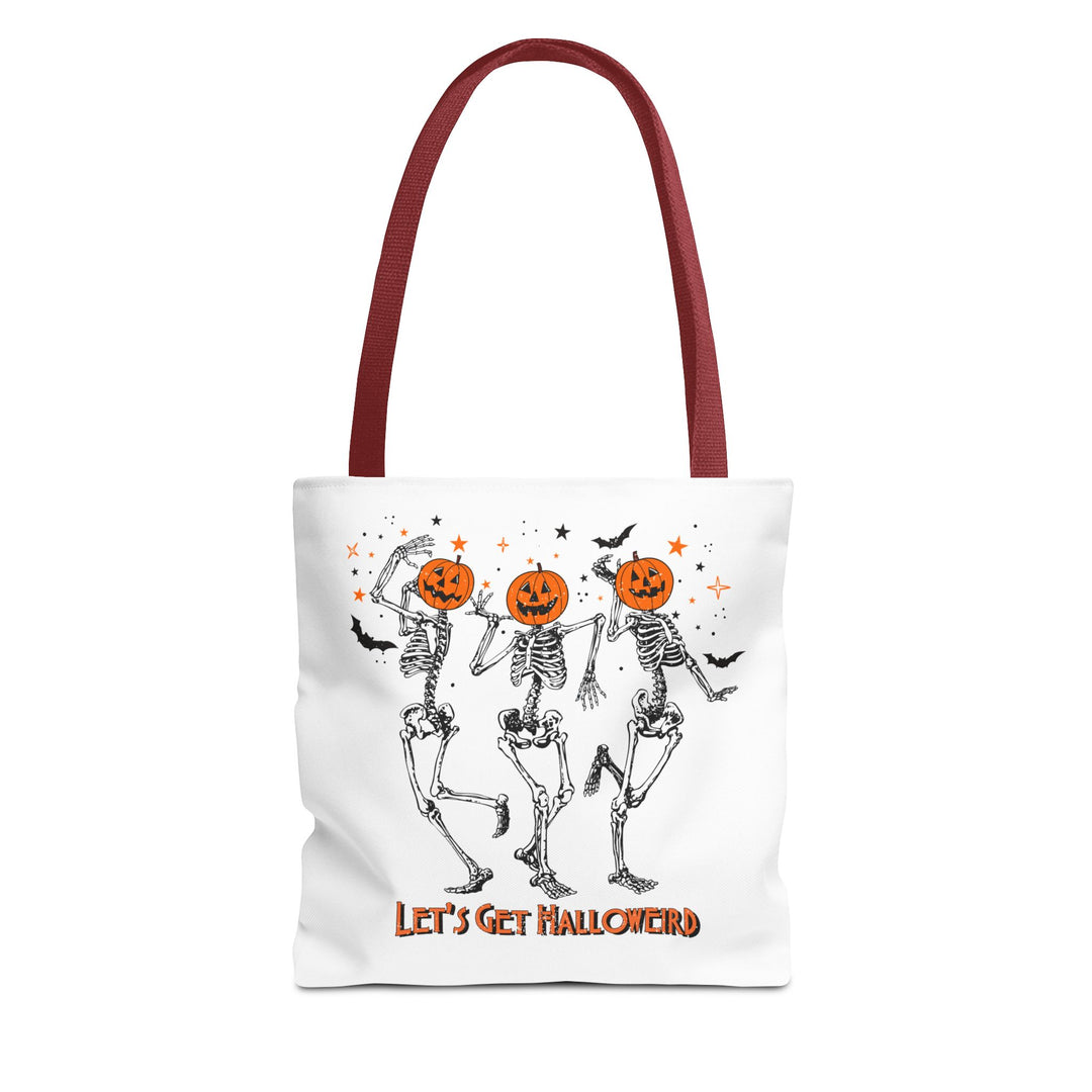 Let's Get Halloweird Dancing Skeleton Halloween Tote Bag, Halloween Party Pumpkin Skeleton Dance Tote Bag Gift For Men Women