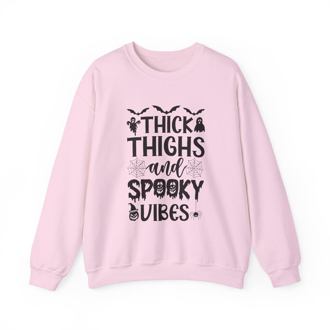 Thick Thighs And Spooky Vibes Halloween Sweatshirt Crewneck, Halloween Party Pumpkin Witch Lover Sweatshirt Gift For Girls Women