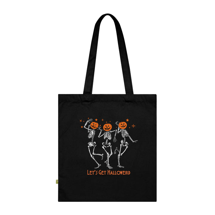 Let's Get Halloweird Dancing Skeleton Halloween Tote Bag, Halloween Party Pumpkin Skeleton Dance Tote Bag Gift For Men Women