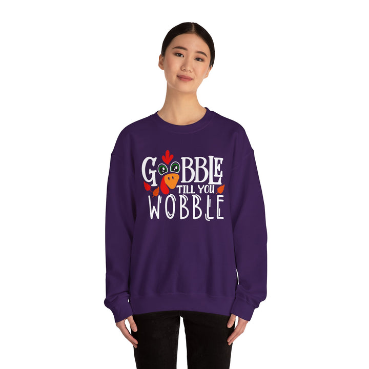 Gobble Till You Wobble Fall Thanksgiving Sweatshirt, Happy Thanksgiving Day Turkey Fall Autumn Lover Sweatshirt Gift For Men Women